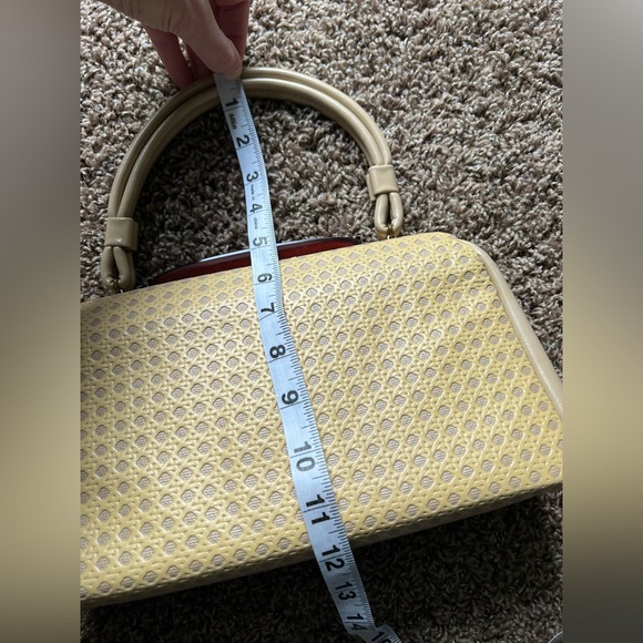 Beautiful Vintage Handbag Purse With Lucite / Bakelite Closure Rare Weave Print - Picture 11 of 16